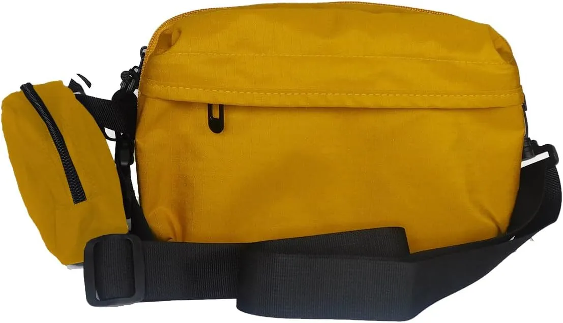 Crossbody Bags for Women, Nylon Crossbody Purses, Shoulder Messenger Bag Lightweight Waterproof Triple Zipper Purse Travel Organizer Credit Card Holder Extra Hanging Pouch (Mustard)