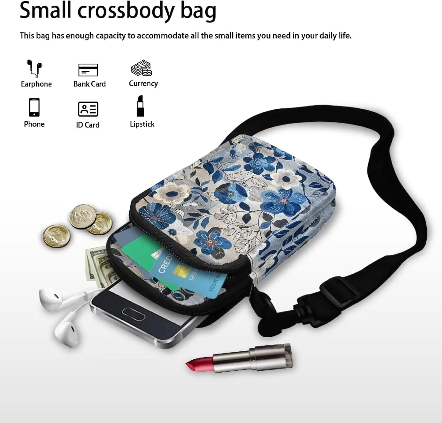 Crossbody Bags for Women Personalised Phone Purse Sling Coin Wallet Casual Messenger Bag