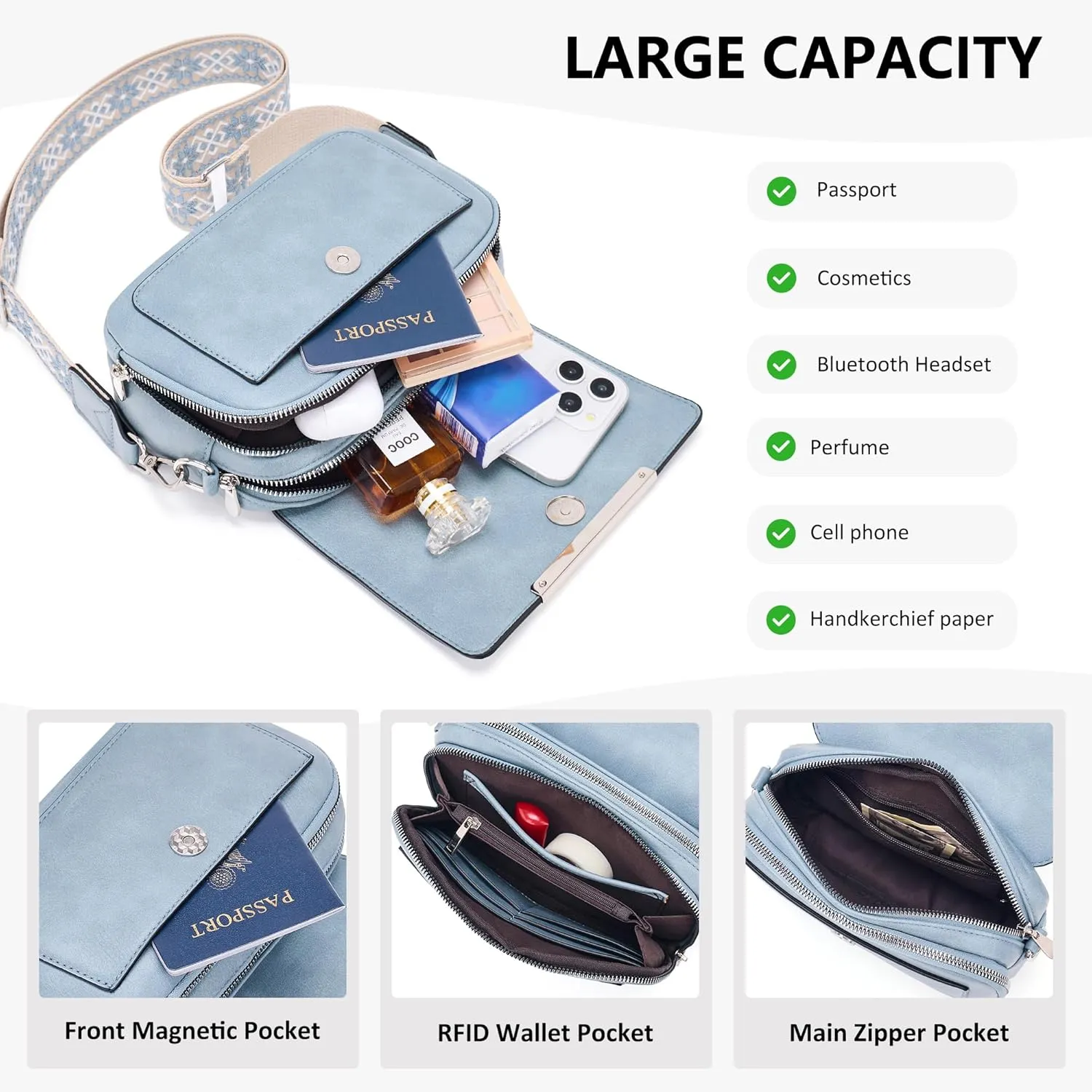 Crossbody Bags for Women Small Crossbody Wallet Purses with Card Slots Leather Shoulder Handbags Travel/Daily Use