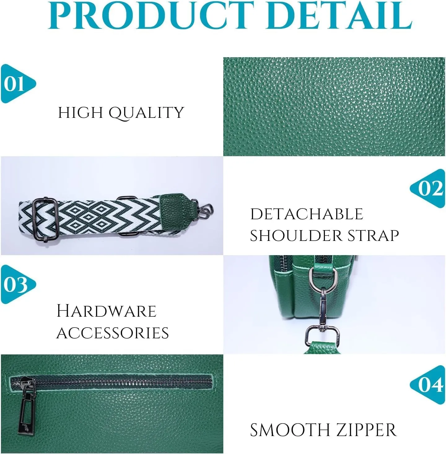 Crossbody Bags for Women, Trendy Leather Crossbody Camera Bag Purse with Guitar Strap Small Shoulder Handbag (Green)