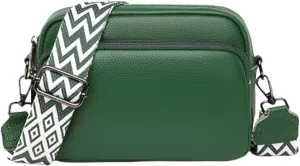 Crossbody Bags for Women, Trendy Leather Crossbody Camera Bag Purse with Guitar Strap Small Shoulder Handbag (Green)