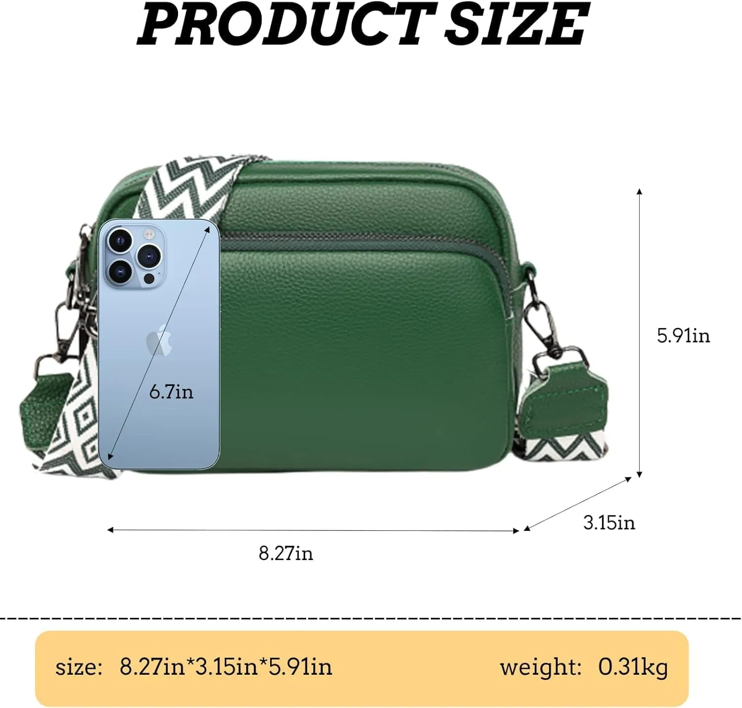 Crossbody Bags for Women, Trendy Leather Crossbody Camera Bag Purse with Guitar Strap Small Shoulder Handbag (Green)