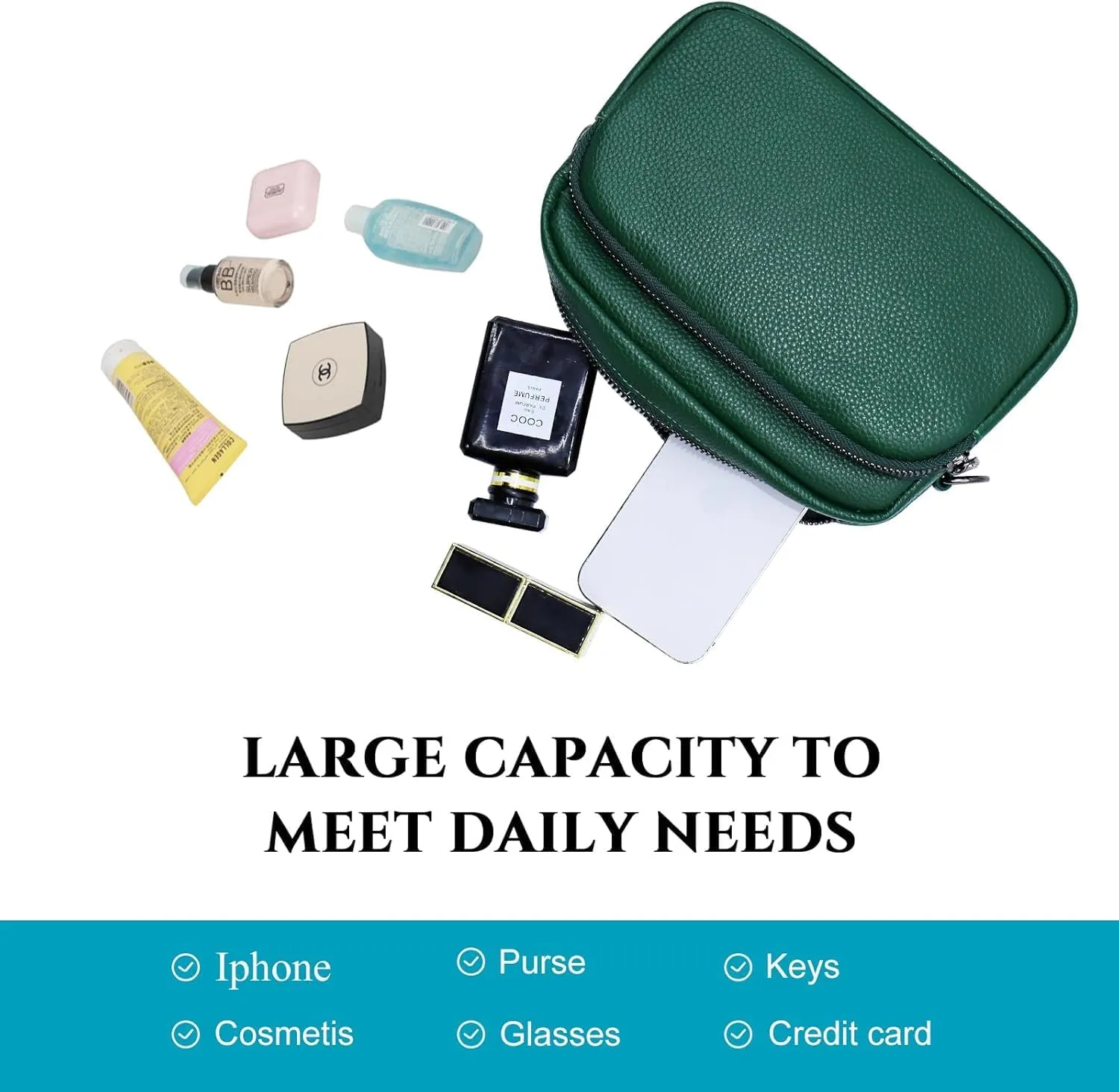 Crossbody Bags for Women, Trendy Leather Crossbody Camera Bag Purse with Guitar Strap Small Shoulder Handbag (Green)