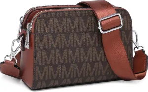 Crossbody Bags for Women Triple Zip Vegan Leather Camera Purses Small Shoulder Handbags with Wide Strap