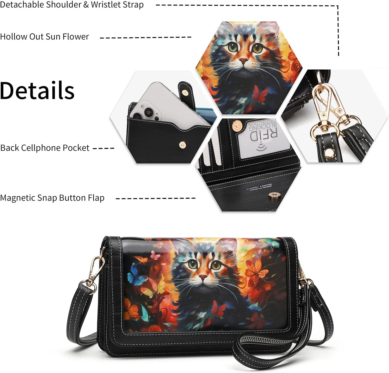 Crossbody Bags For Women Wristlet Wallet Phone Purse Shoulder handbags Multi-Function Small RFID Clutch Card Holder…