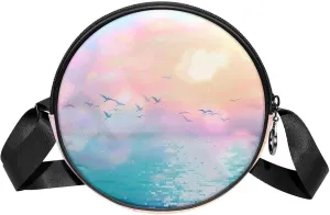 Crossbody Bags for Women,Crossbody Bag Men,Small Sling Bag,White Seagull Clouds Ocean,Crossbody Purse