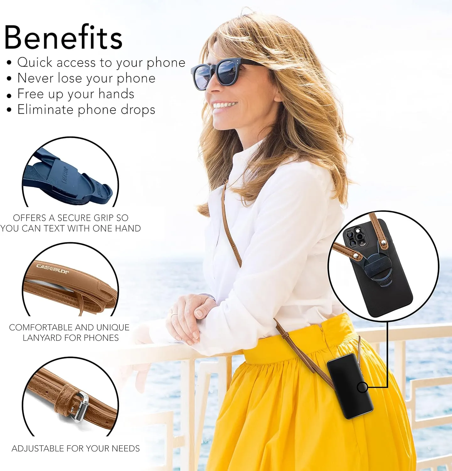 Crossbody Phone Lanyard Compatible with included Disc- Regular Size | (Camel)