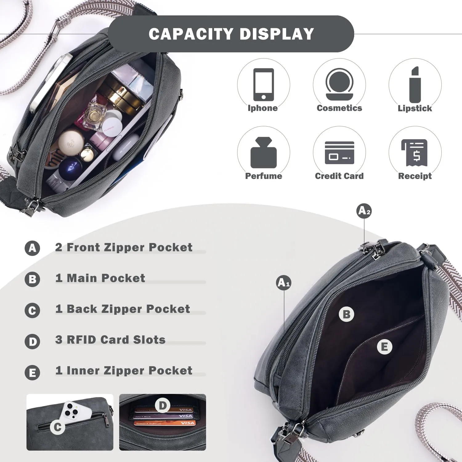 Crossbody Purses for Women Trendy,Vegan Leather Crossbody Bags,Cell Phone Camera Shoulder Handbags with Card Slots