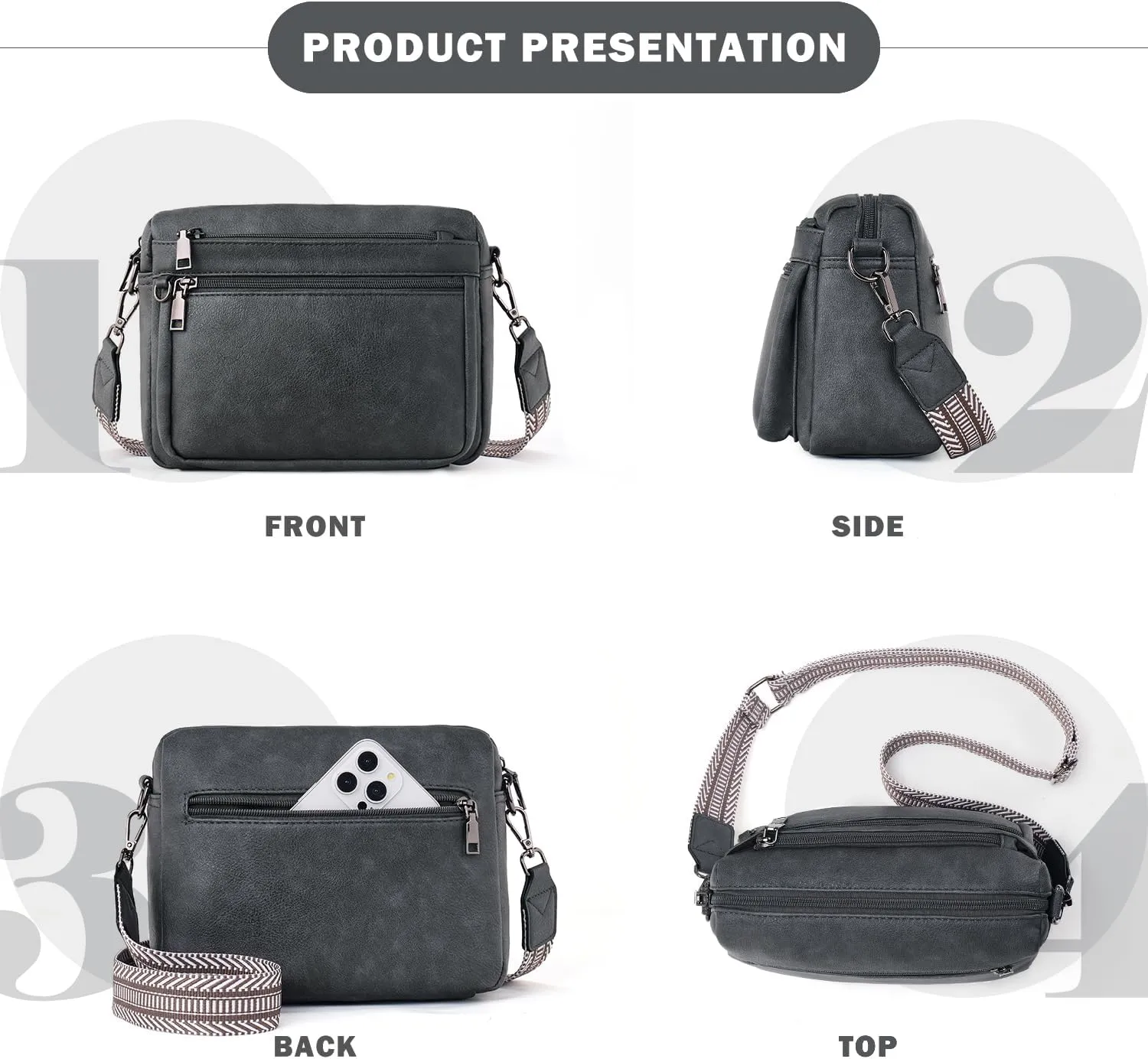 Crossbody Purses for Women Trendy,Vegan Leather Crossbody Bags,Cell Phone Camera Shoulder Handbags with Card Slots