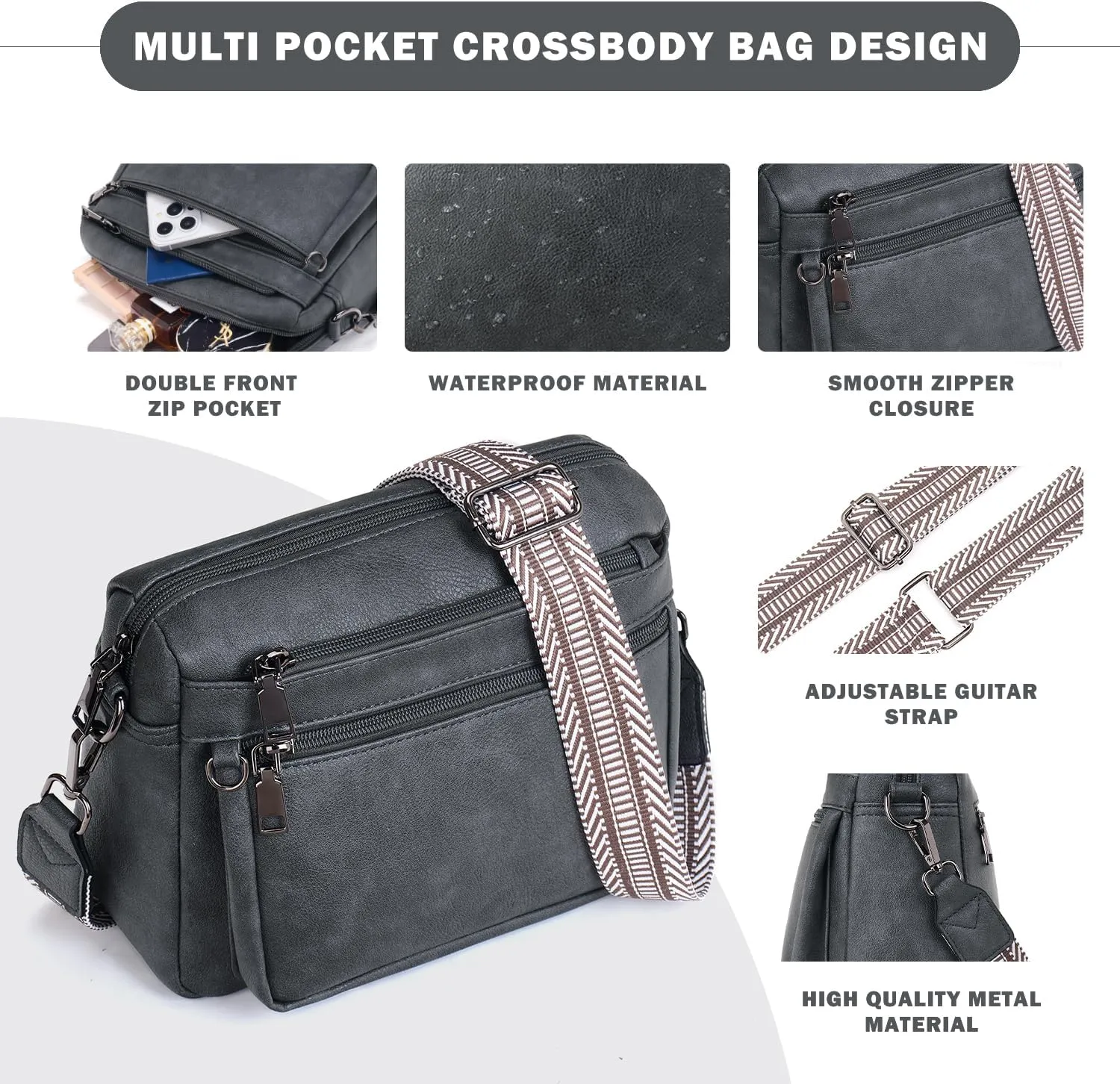 Crossbody Purses for Women Trendy,Vegan Leather Crossbody Bags,Cell Phone Camera Shoulder Handbags with Card Slots