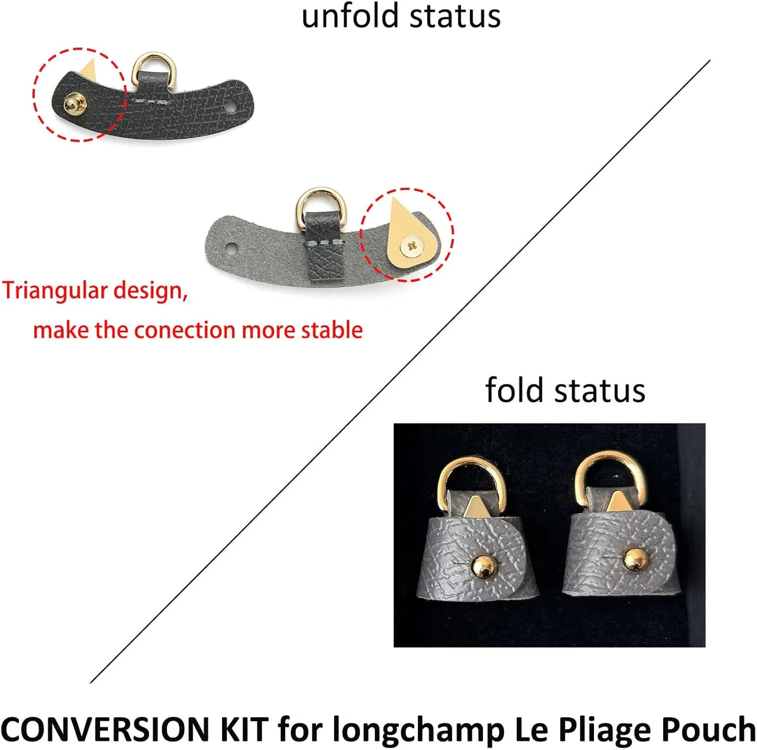 Crossbody Strap Compatible for Longchamp LP Xtra XS Pouch, Conversion Kit,GOLD Hardware