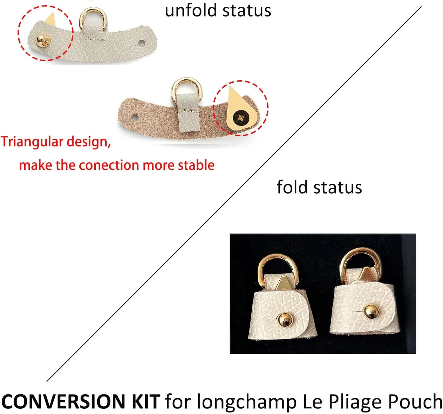 Crossbody Strap Compatible for Longchamp LP Xtra XS Pouch, Conversion Kit,GOLD Hardware