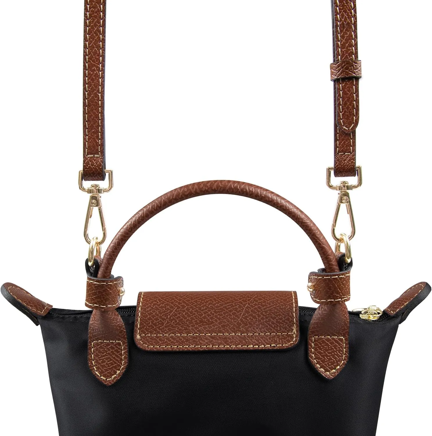 Crossbody Strap Replacement for Longchamp Pouch with Handle Mini Bag Adjustable Conversion Kit for Long Champ(Width:11mm,Color:Brown)