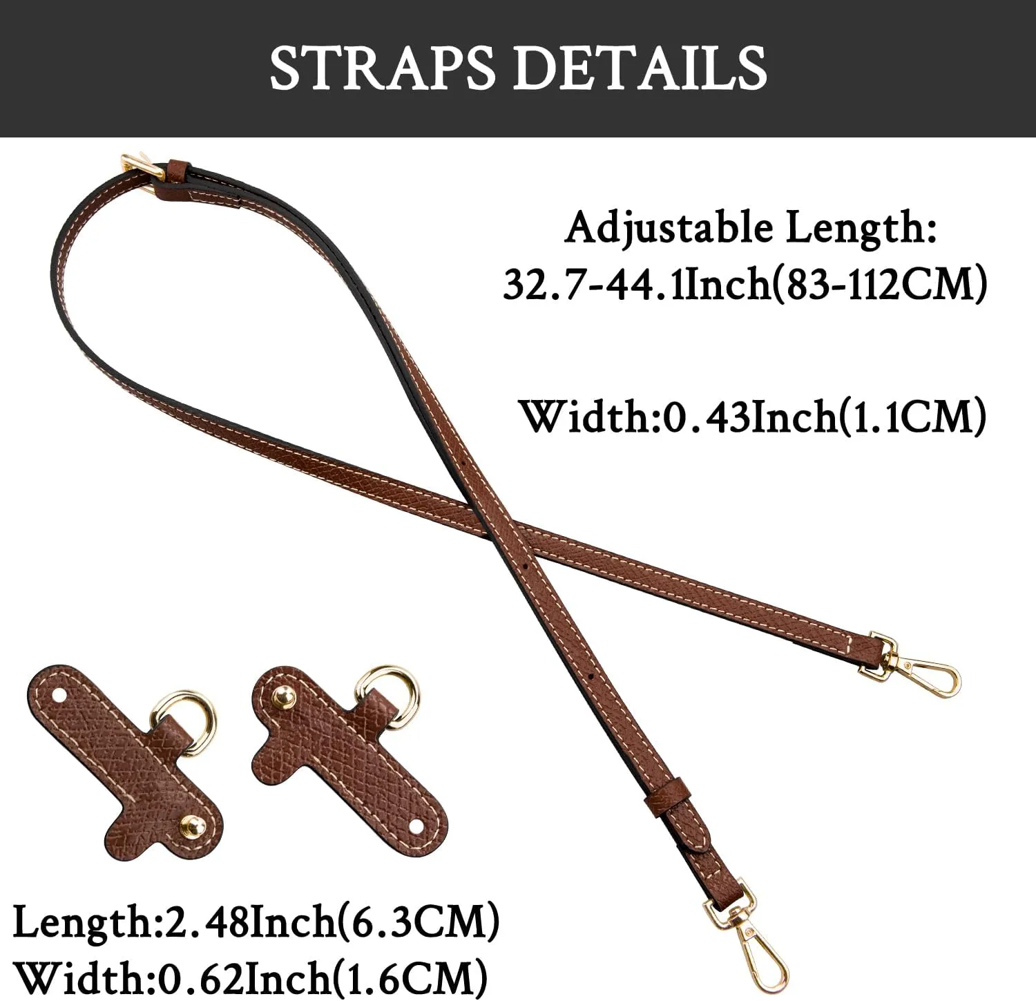Crossbody Strap Replacement for Longchamp Pouch with Handle Mini Bag Adjustable Conversion Kit for Long Champ(Width:11mm,Color:Brown)