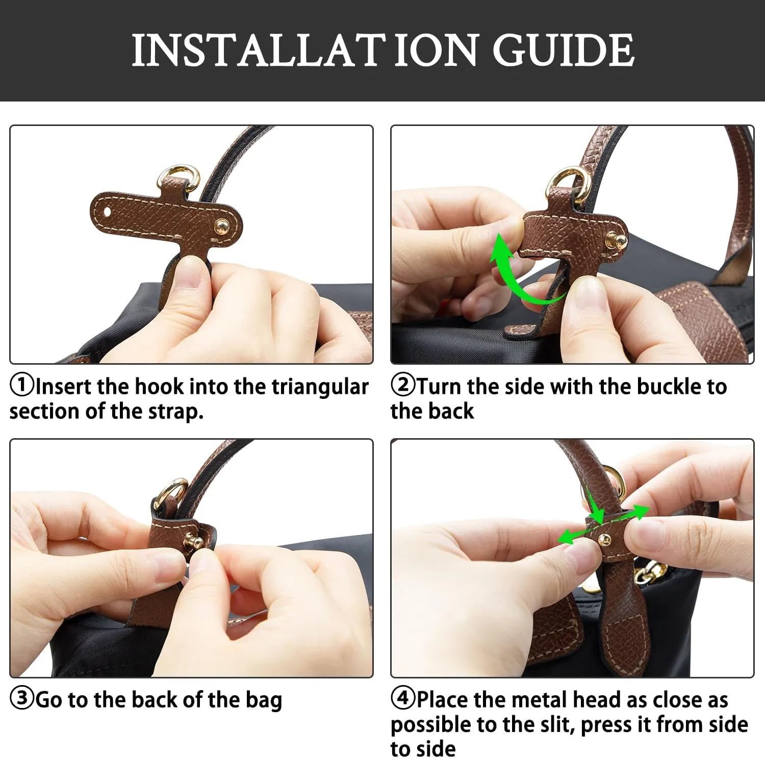 Crossbody Strap Replacement for Longchamp Pouch with Handle Mini Bag Adjustable Conversion Kit for Long Champ(Width:11mm,Color:Brown)