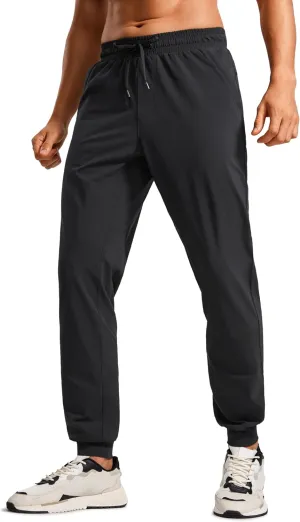 CRZ YOGA Athletic Joggers for Men 29"/31" Lightweight Water Resistant Outdoor Workout Pants with Zip Pockets