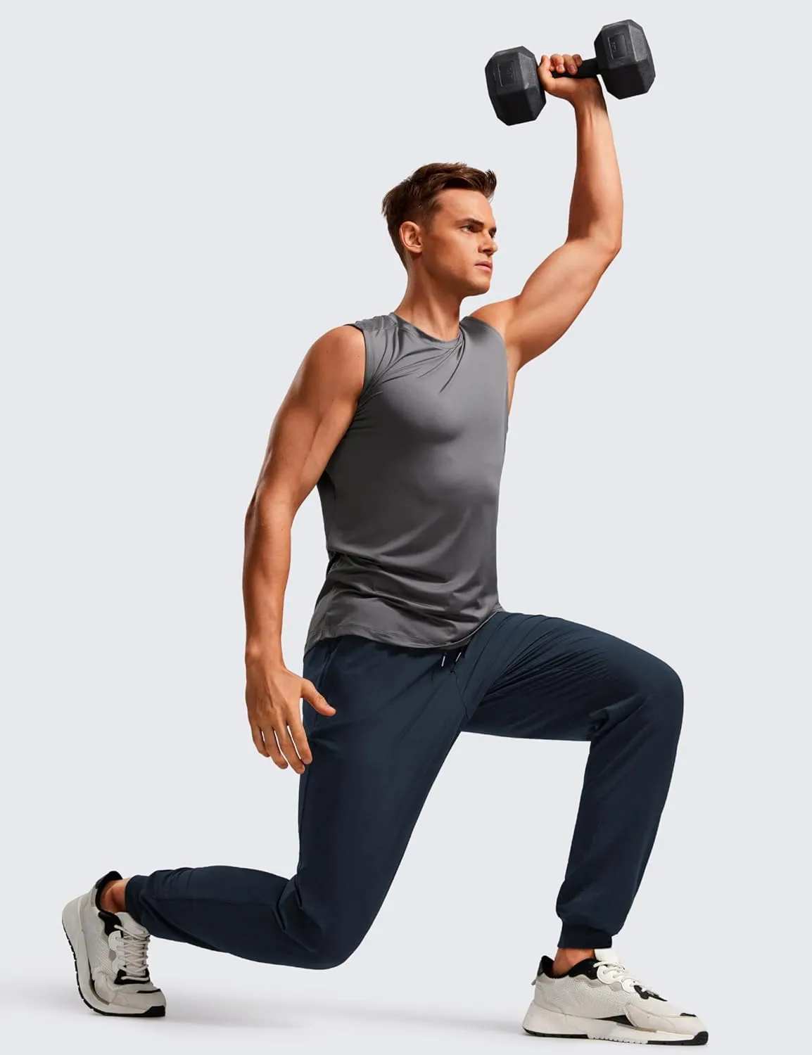 CRZ YOGA Athletic Joggers for Men 29"/31" Lightweight Water Resistant Outdoor Workout Pants with Zip Pockets