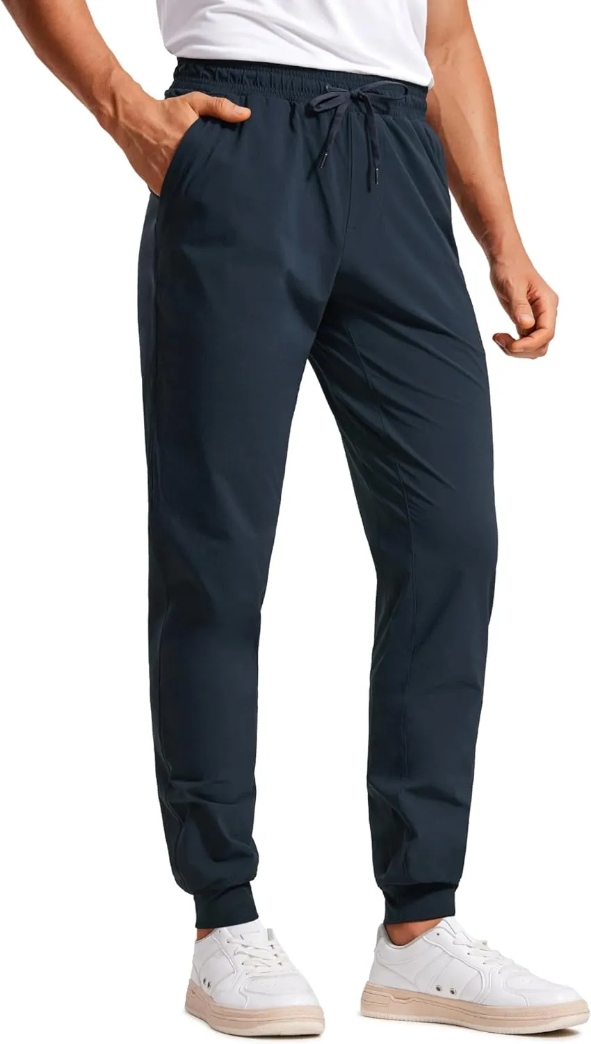 CRZ YOGA Athletic Joggers for Men 29"/31" Lightweight Water Resistant Outdoor Workout Pants with Zip Pockets