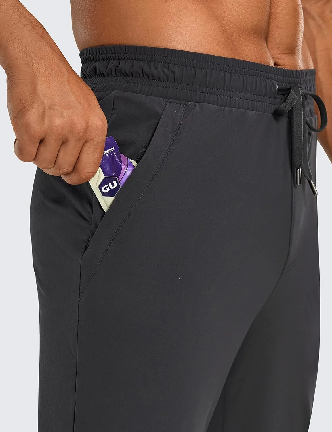 CRZ YOGA Athletic Joggers for Men 29"/31" Lightweight Water Resistant Outdoor Workout Pants with Zip Pockets