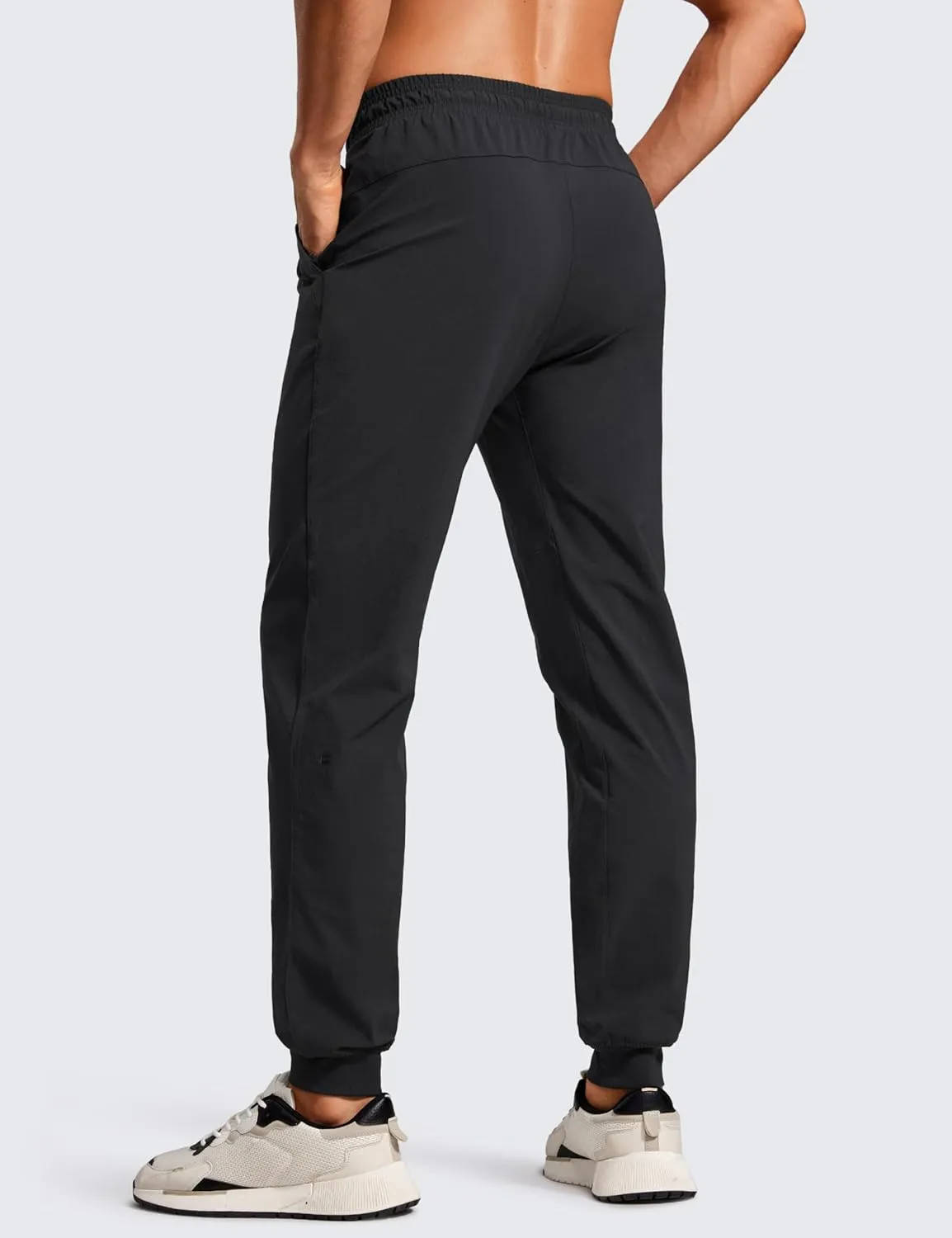 CRZ YOGA Athletic Joggers for Men 29"/31" Lightweight Water Resistant Outdoor Workout Pants with Zip Pockets