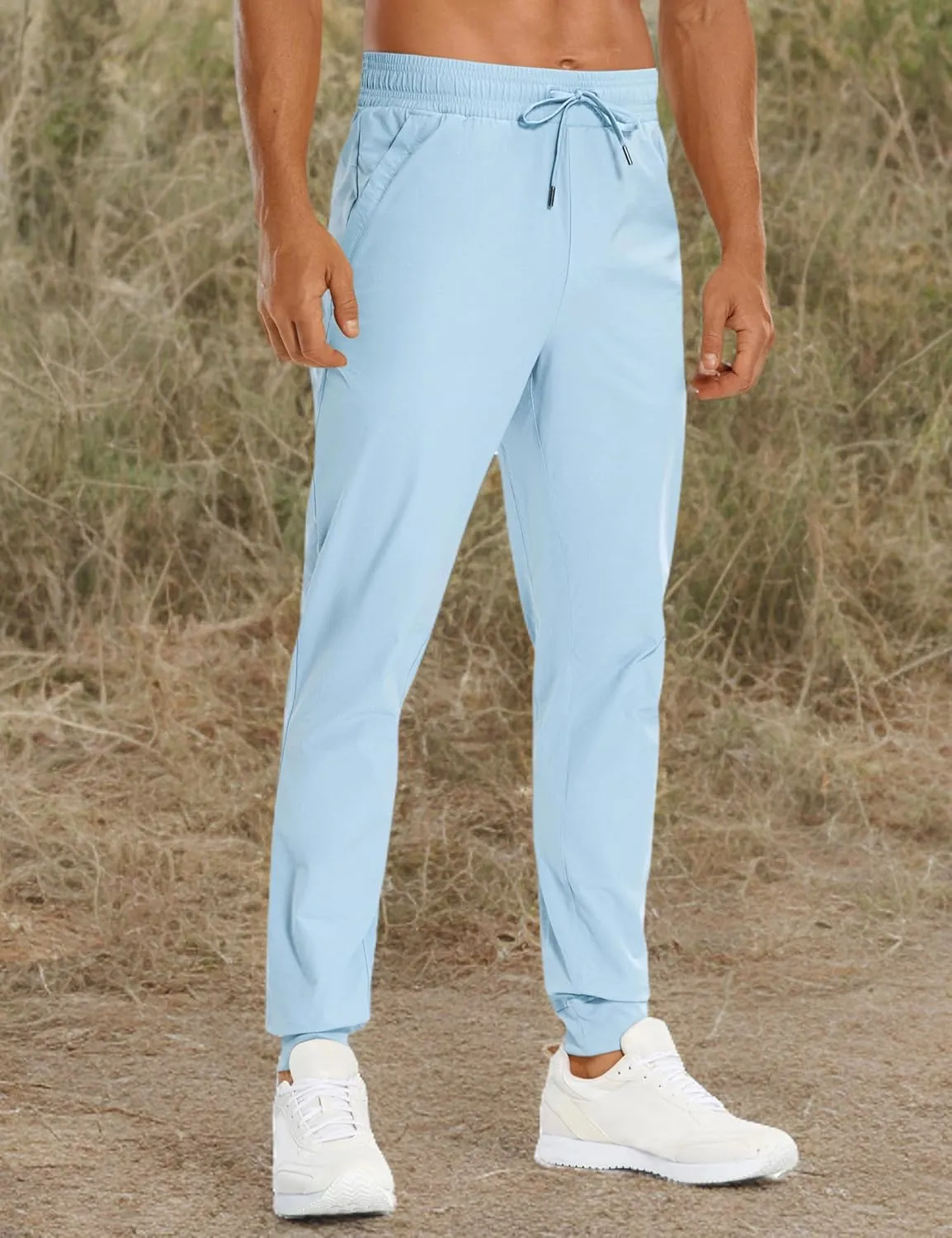 CRZ YOGA Athletic Joggers for Men 29"/31" Lightweight Water Resistant Outdoor Workout Pants with Zip Pockets