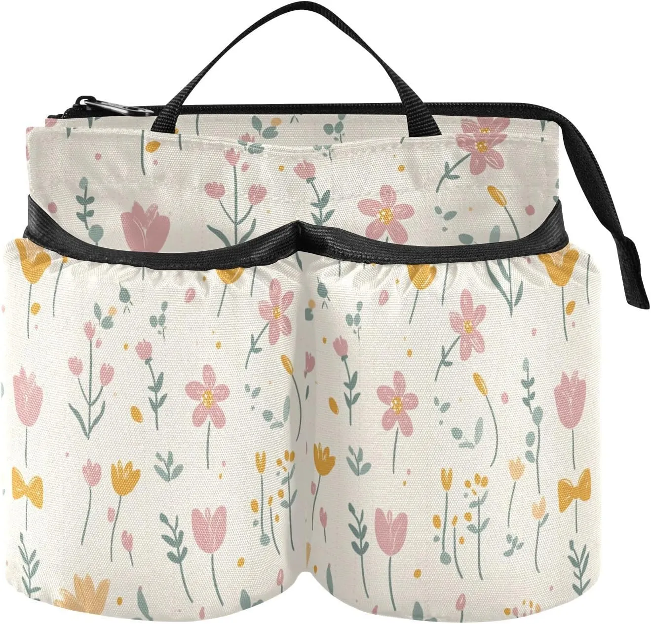 Cup Holder Luggage Foldable Fresh Little Flowers Dink Cup Holder Drink Beverages Caddy Coffee