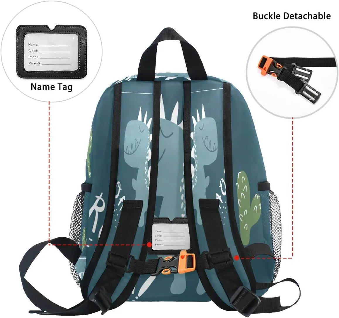 Custom Preschool Backpack with Chest Strap,Personalized Backpack with Name/Text Daycare Bag,Cute Dinvector Childish Multi toddler bag Toddler Bag