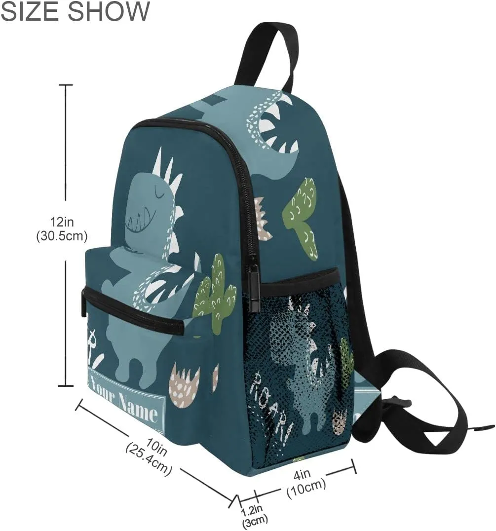 Custom Preschool Backpack with Chest Strap,Personalized Backpack with Name/Text Daycare Bag,Cute Dinvector Childish Multi toddler bag Toddler Bag