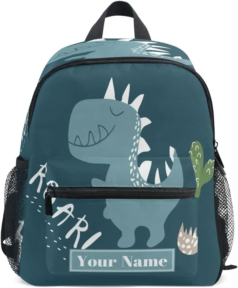 Custom Preschool Backpack with Chest Strap,Personalized Backpack with Name/Text Daycare Bag,Cute Dinvector Childish Multi toddler bag Toddler Bag