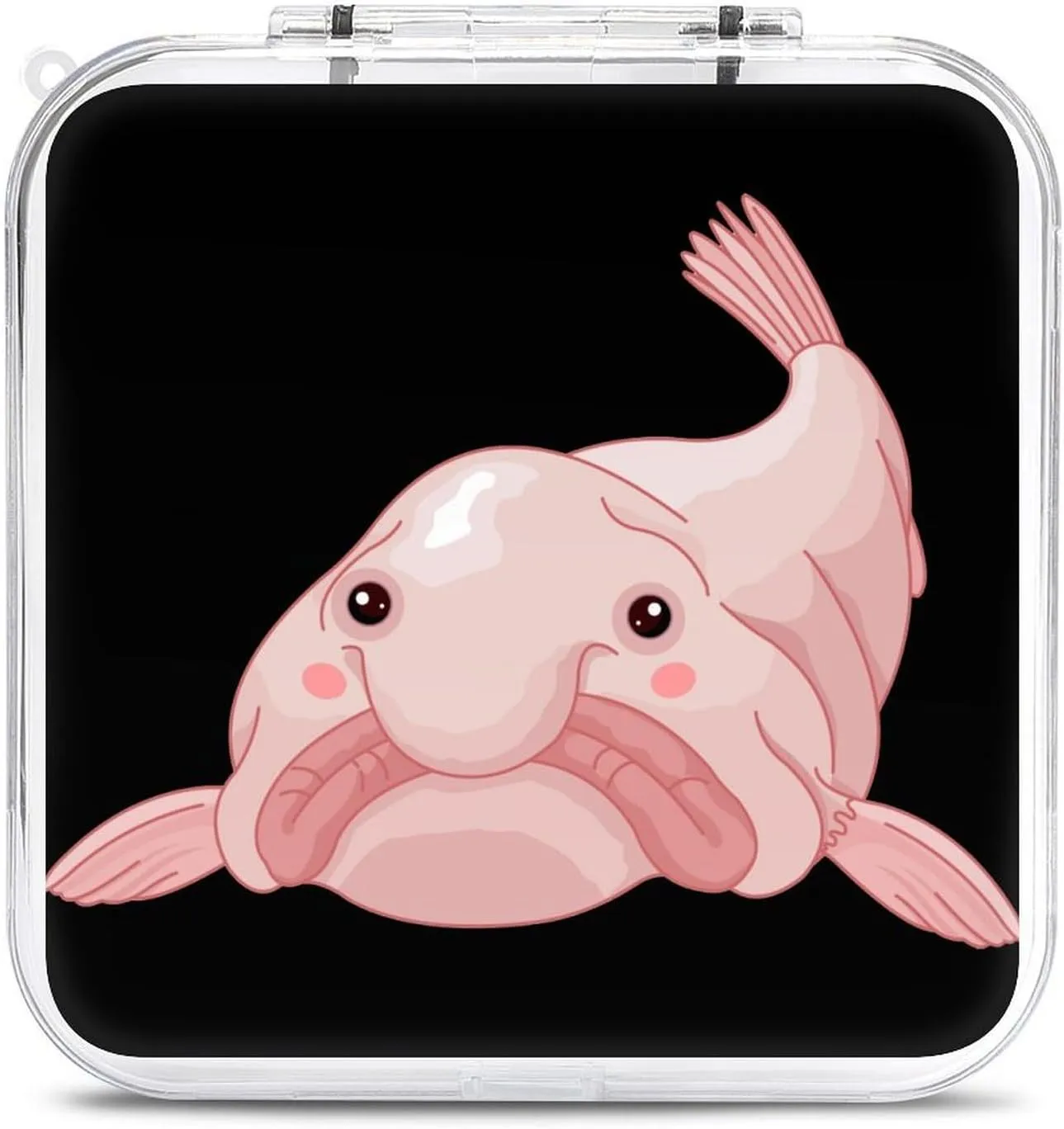 Cute Blob Fish Blobfish 12 Game Card Holder Case Portable Hard Shell Box Compatible with Switch Gifts for Game Lover