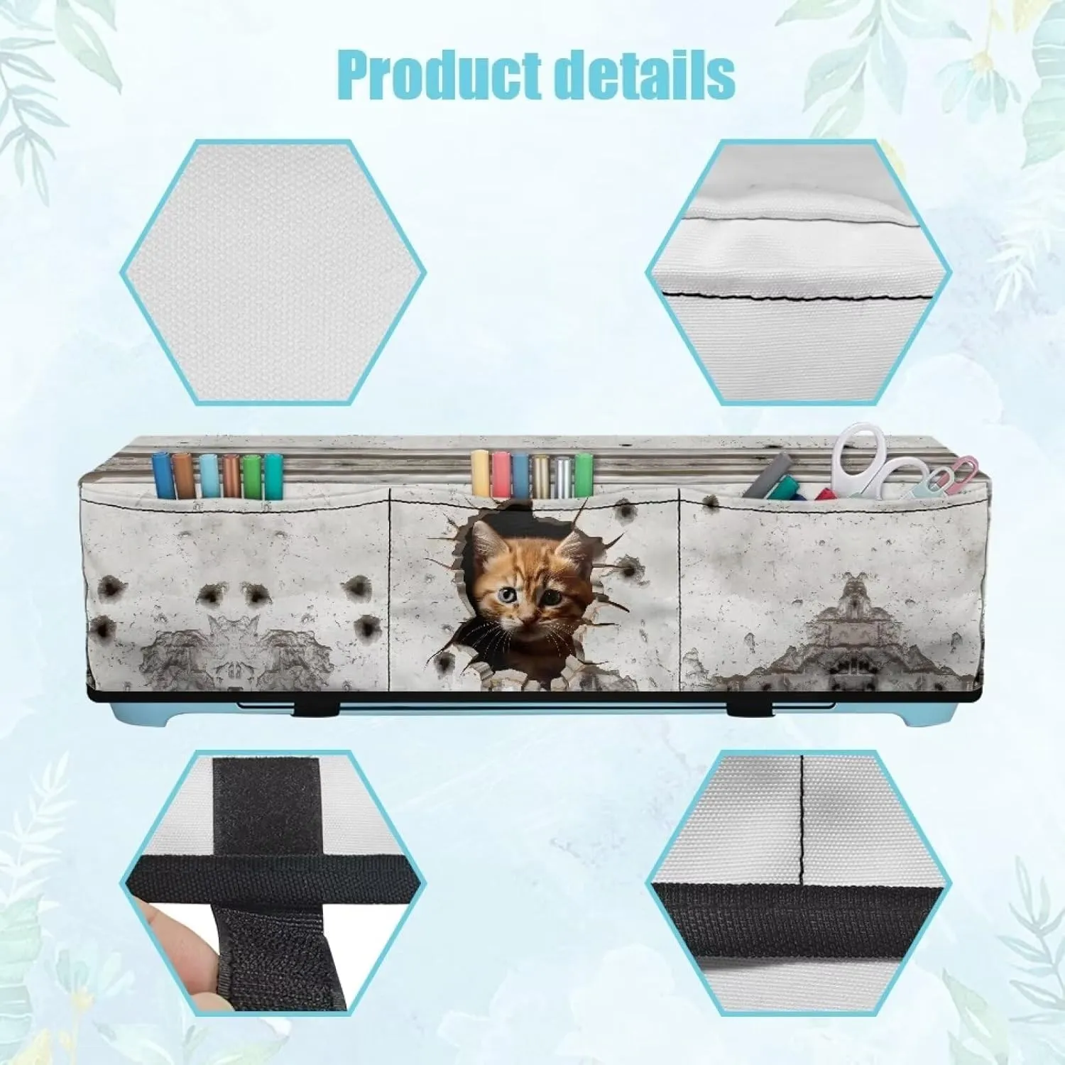 Cute Cat Carrying Case Cover with Pockets Waterproof Organization and Storage Bags Elastic Scrapbooking Die-cut Machine Covers Dust Cover