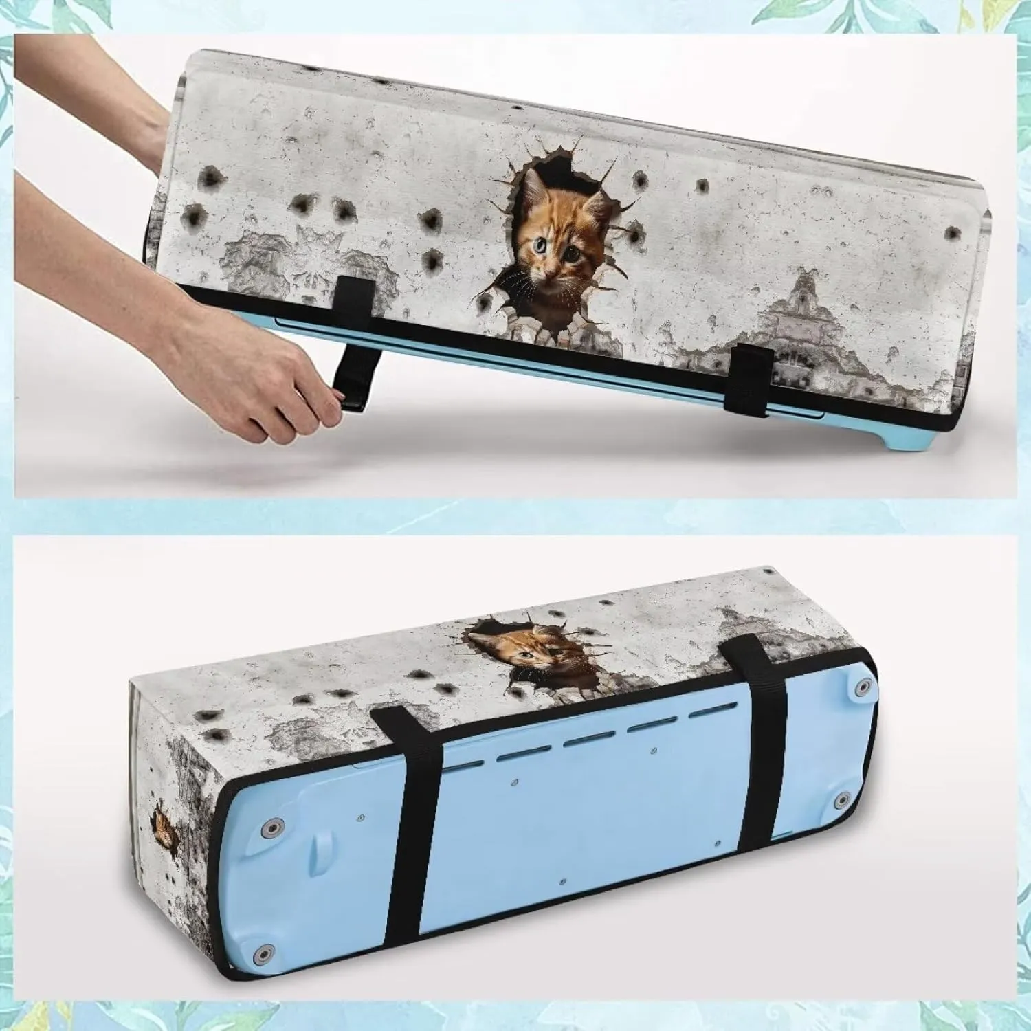Cute Cat Carrying Case Cover with Pockets Waterproof Organization and Storage Bags Elastic Scrapbooking Die-cut Machine Covers Dust Cover