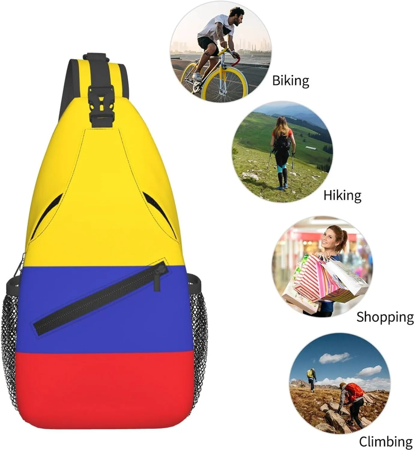 Cute Colombia Flag Sling Backpack Multipurpose Crossbody Sling Bag Travel Hiking Crossbody Shoulder Bag Backpack