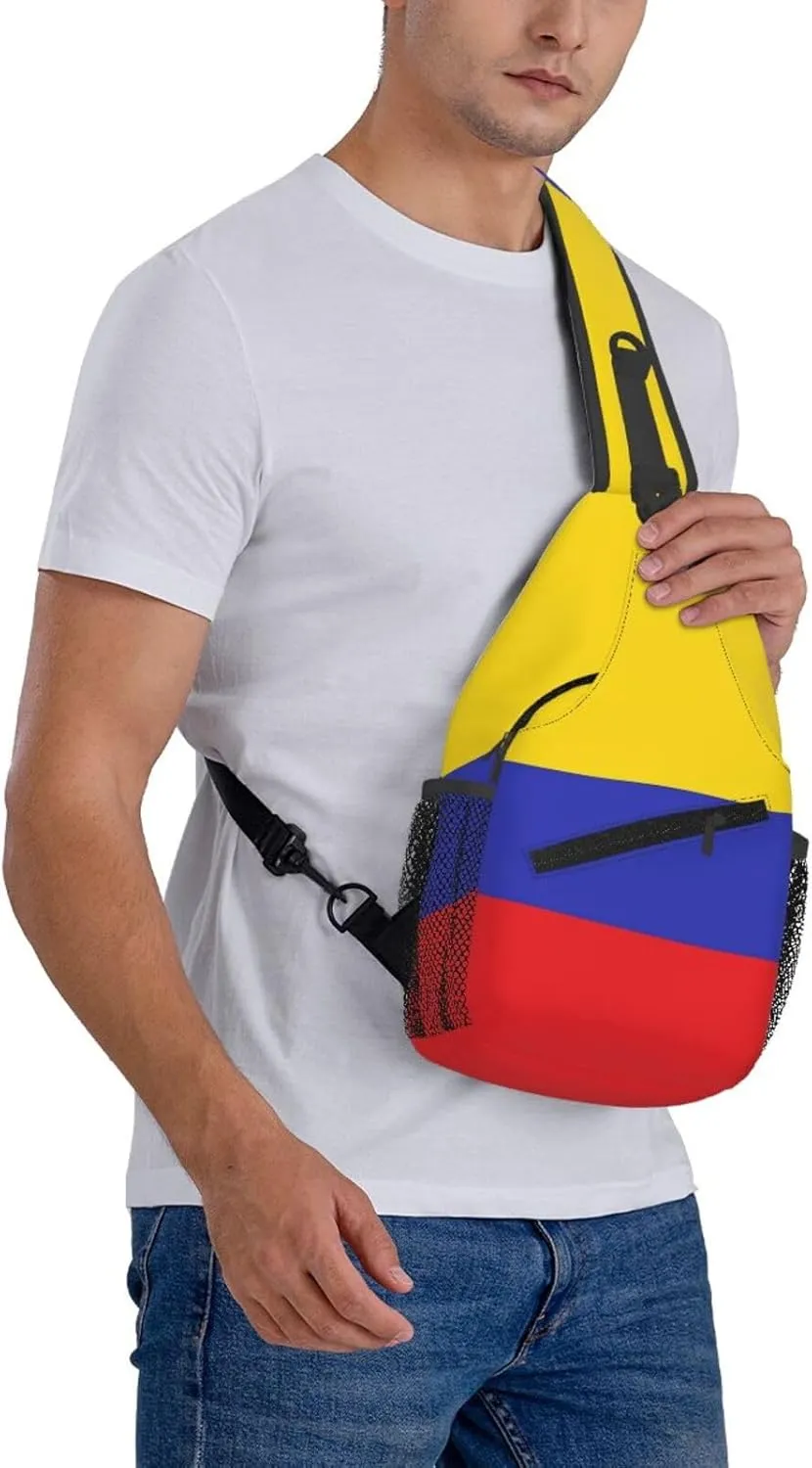 Cute Colombia Flag Sling Backpack Multipurpose Crossbody Sling Bag Travel Hiking Crossbody Shoulder Bag Backpack