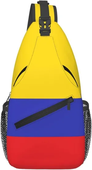 Cute Colombia Flag Sling Backpack Multipurpose Crossbody Sling Bag Travel Hiking Crossbody Shoulder Bag Backpack