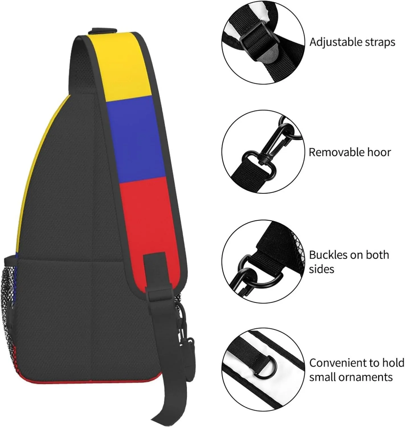 Cute Colombia Flag Sling Backpack Multipurpose Crossbody Sling Bag Travel Hiking Crossbody Shoulder Bag Backpack