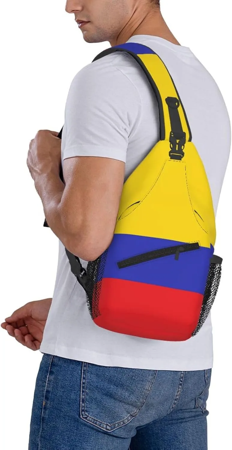 Cute Colombia Flag Sling Backpack Multipurpose Crossbody Sling Bag Travel Hiking Crossbody Shoulder Bag Backpack