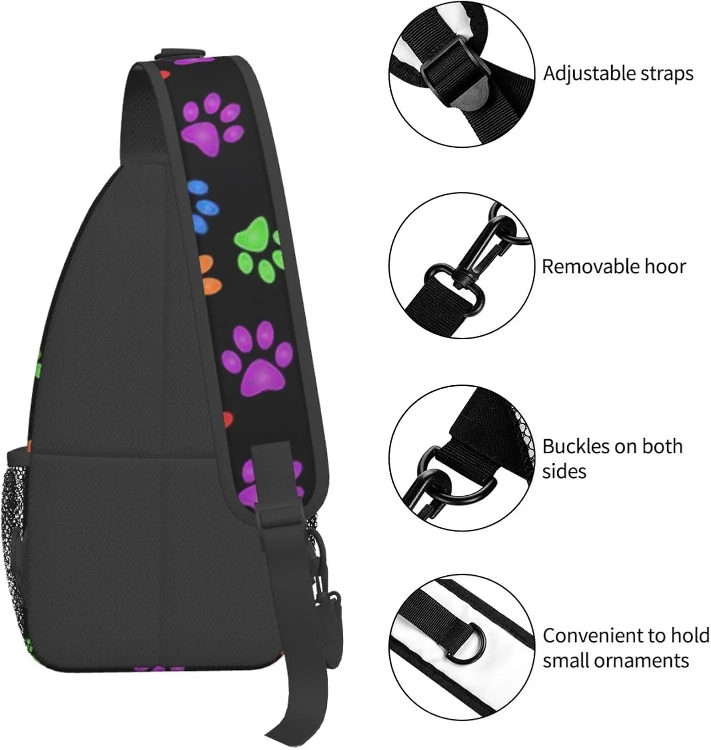 Cute Dog Paw Print Sling Bag Crossbody Bags Backpacks Dog Paw Chest Bag for Women Men Working, Shopping