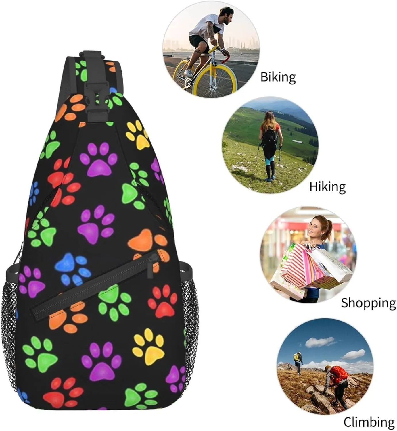 Cute Dog Paw Print Sling Bag Crossbody Bags Backpacks Dog Paw Chest Bag for Women Men Working, Shopping