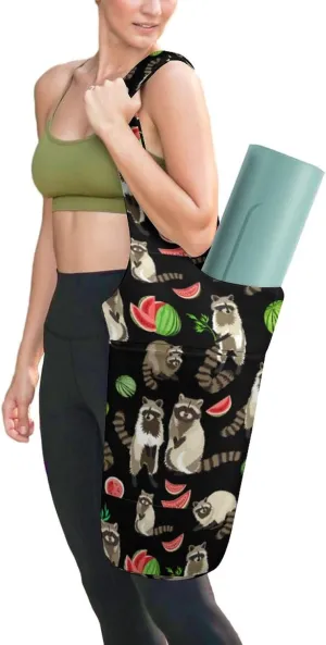 Cute Frog Ice Cream And Flower Yoga Mat Bags for Women Extra Large Yoga Bag Carrier Tote Holder Yoga Accessories