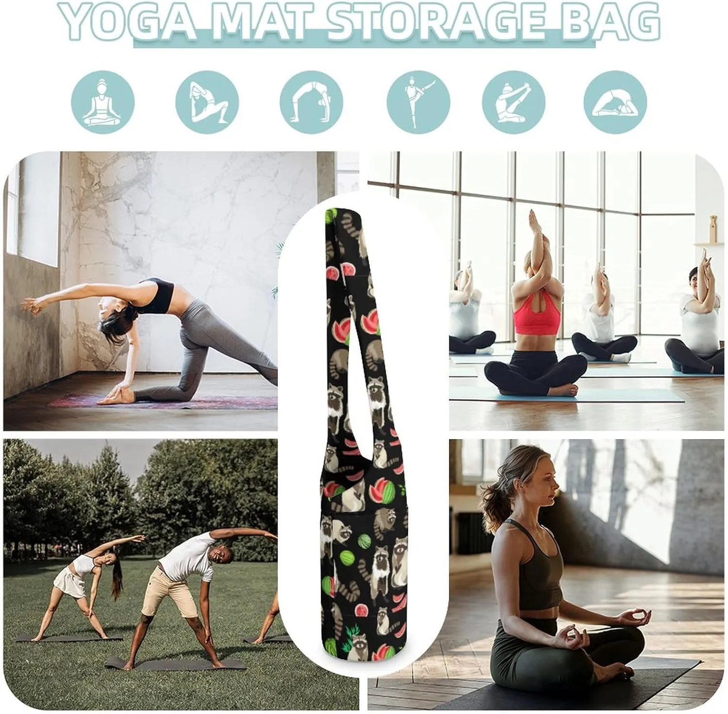 Cute Frog Ice Cream And Flower Yoga Mat Bags for Women Extra Large Yoga Bag Carrier Tote Holder Yoga Accessories