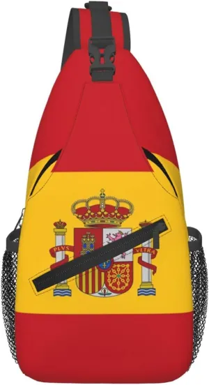 Cute Spain Flag Sling Backpack Multipurpose Crossbody Sling Bag Travel Hiking Crossbody Shoulder Bag Backpack