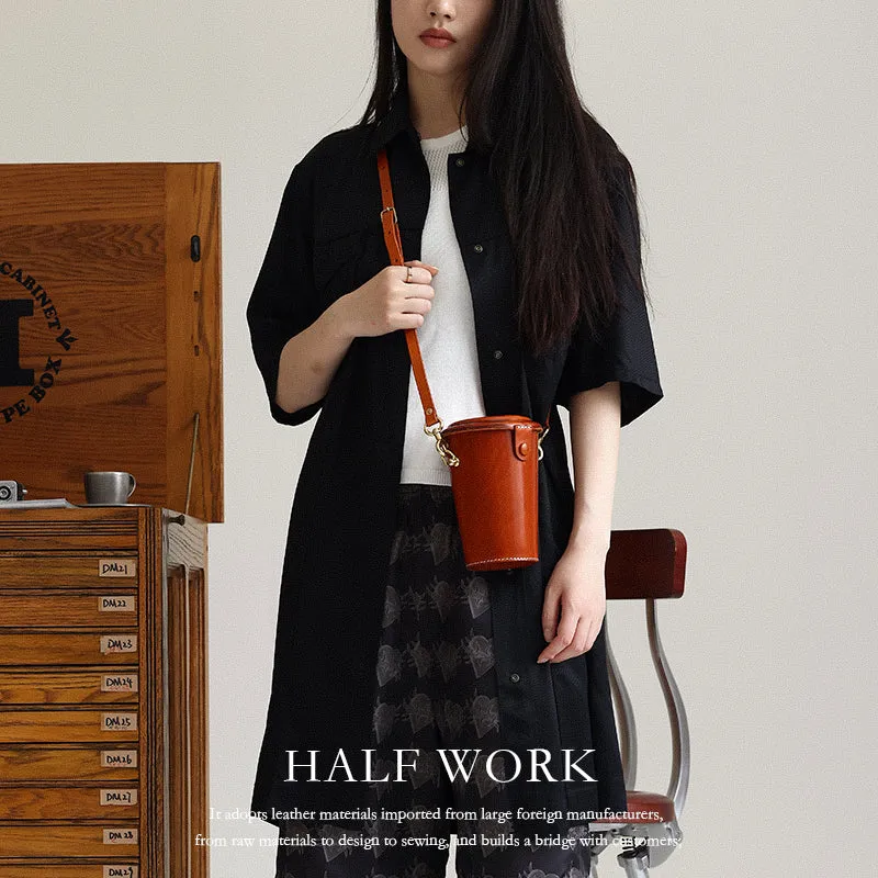 Cylinder Leather Crossbody Bag