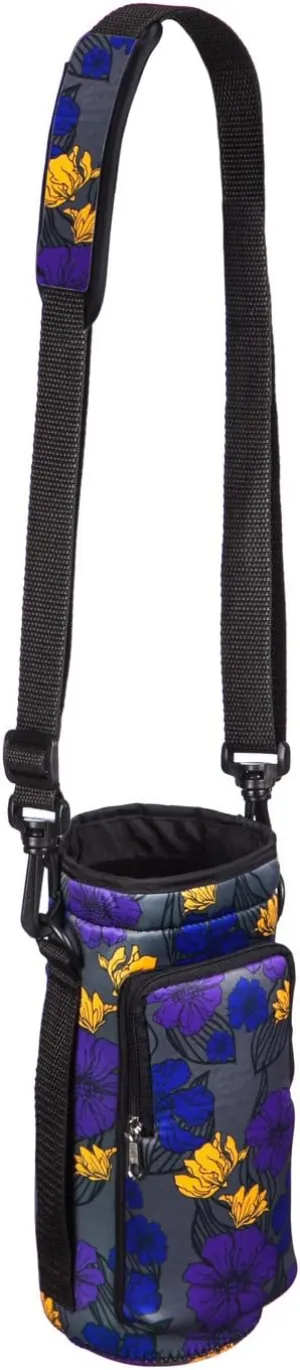 Cypress Home B. Boutique Floral Sketch Neoprene Travel Water Bottle Carrier for Hiking, Strollers and Outdoor Activities