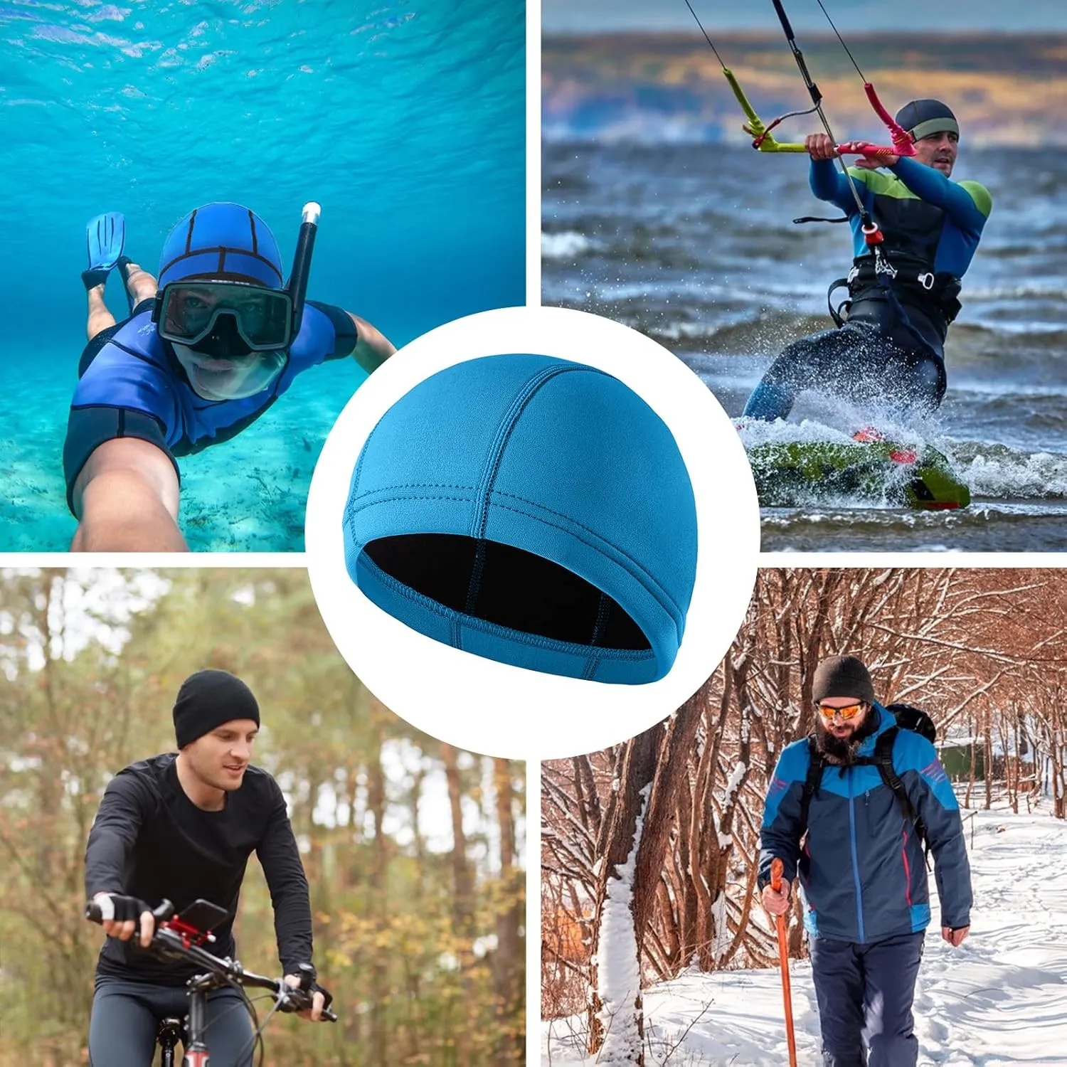 DEHAI Neoprene Diving Hood Wetsuit Swimming Caps for Womens Mens Youth, 2mm 3mm Thermal Water Beanie Hat Keep Long Hair Dry for Curly Locs Braids