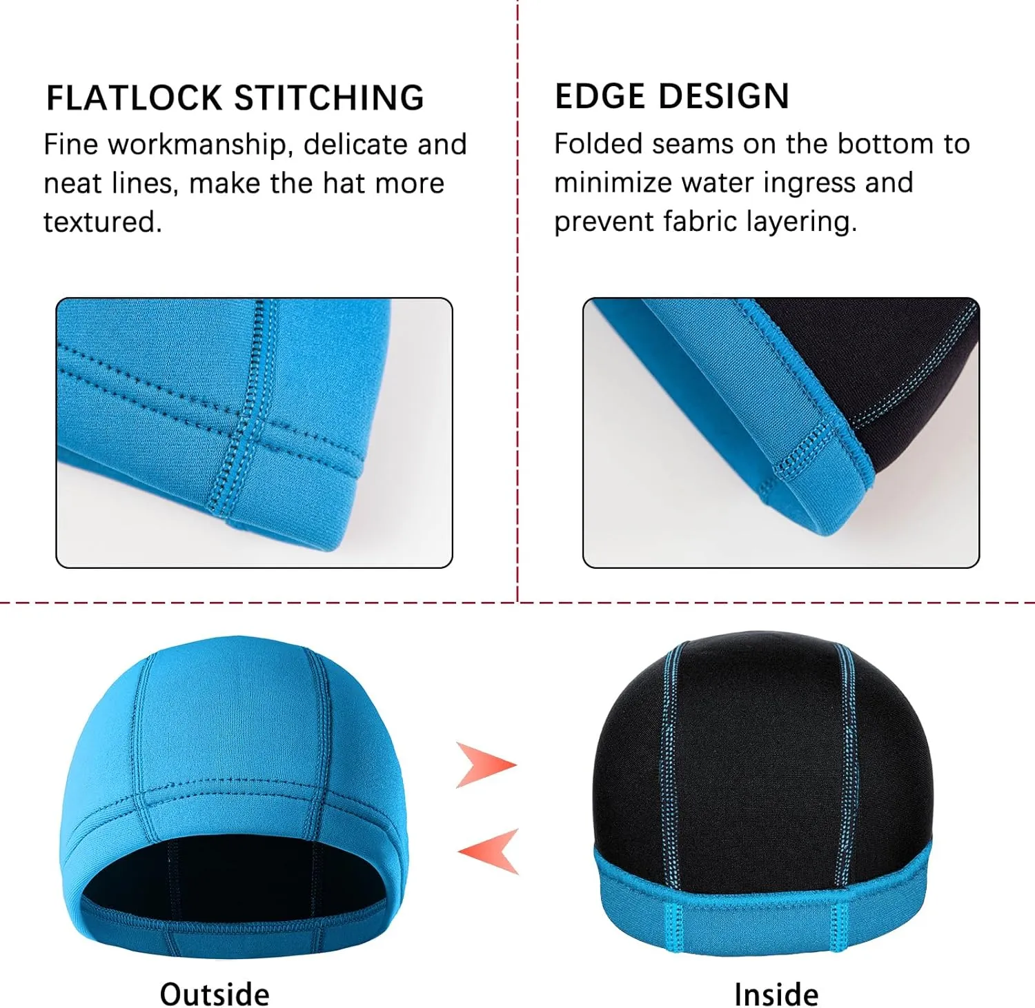 DEHAI Neoprene Diving Hood Wetsuit Swimming Caps for Womens Mens Youth, 2mm 3mm Thermal Water Beanie Hat Keep Long Hair Dry for Curly Locs Braids