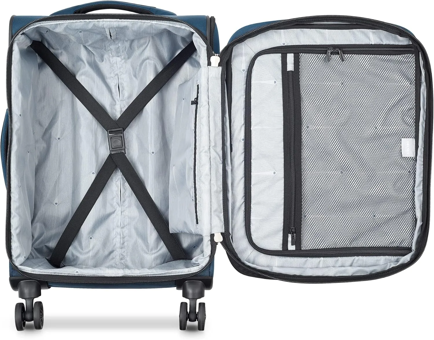 DELSEY PARIS Sky Max 2.0 Softside Expandable Luggage with Spinner Wheels, Blue, Carry-on 21 Inch