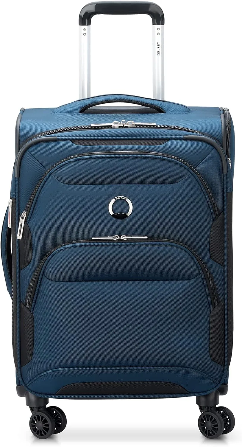 DELSEY PARIS Sky Max 2.0 Softside Expandable Luggage with Spinner Wheels, Blue, Carry-on 21 Inch