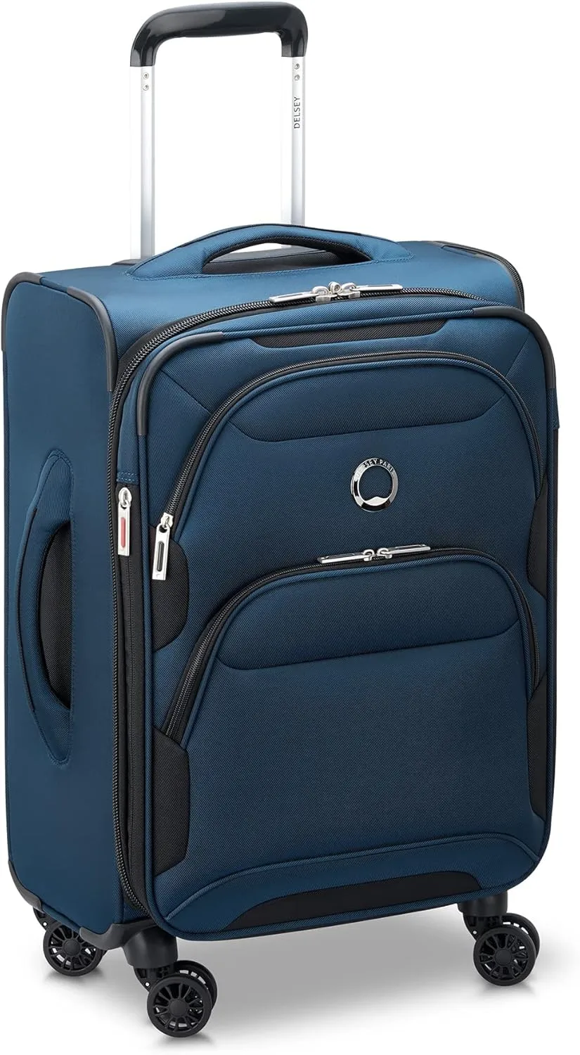 DELSEY PARIS Sky Max 2.0 Softside Expandable Luggage with Spinner Wheels, Blue, Carry-on 21 Inch