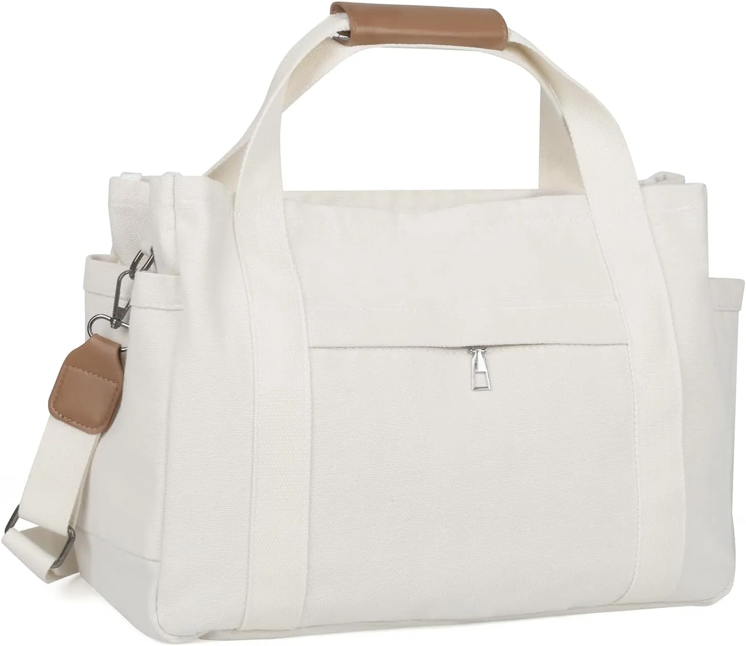 Didida Tote Bag for Women, Multi-Pocket Canvas Tote Bag with Compartments,Hand or Shoulder Large Capacity for Travel,Work